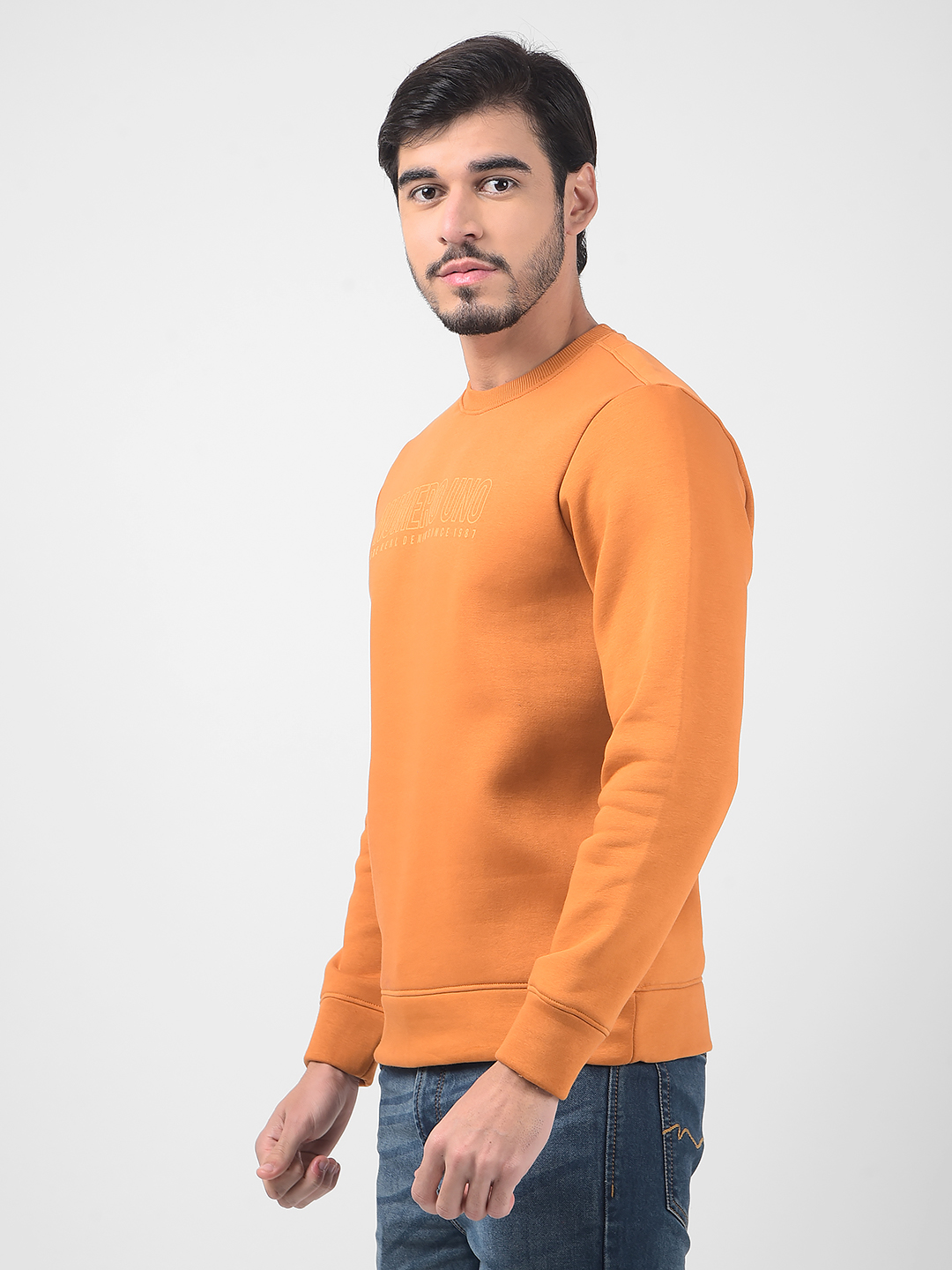 Numero Uno Men Typography Brown Sweat Shirt
